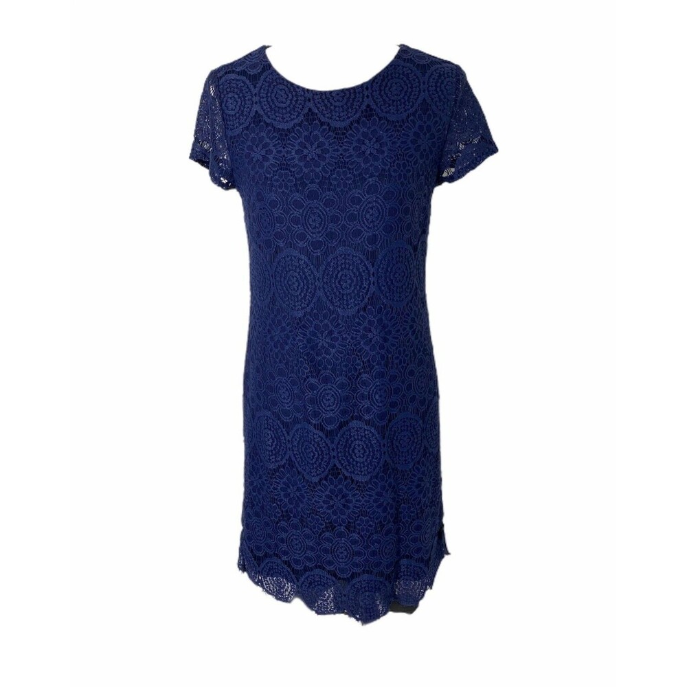 Laundry Women's Shirt Dress Blue Knee Length Short Sleeve by Shelli Segal Size 6